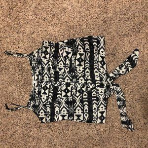 Black and White crop tank w/ front tie